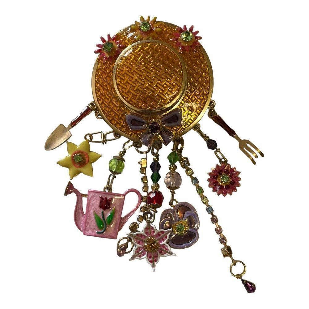 Lunch At The Ritz LATR 2GO Brooch Pin Garden Hat Charms Pendant Costume Jewelry